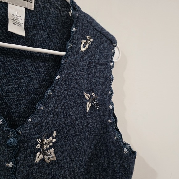Hampshire Studio Womens Sweater Vest Size Small Beaded Floral Fairy Cottage - Picture 3 of 8